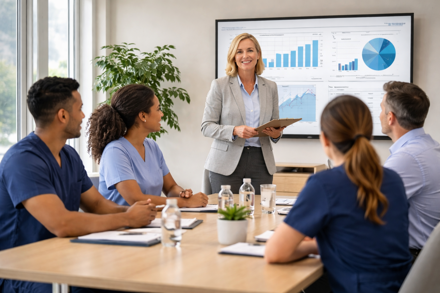 Team training session in a medical office conference room