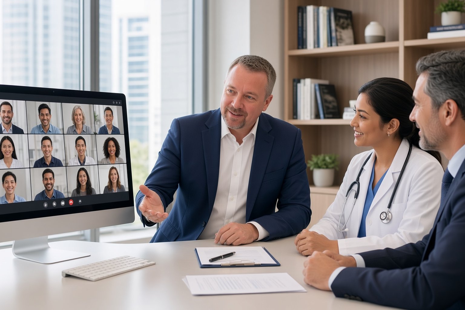 Guidestone advisor leading a video strategy session with a physician practice team