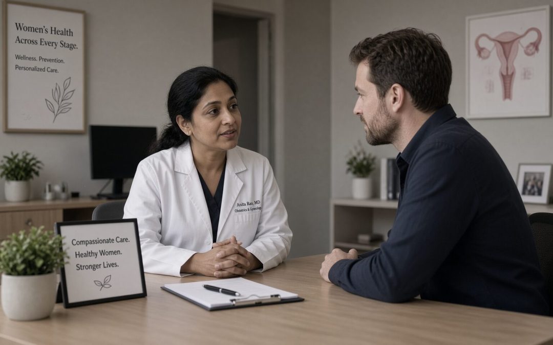 OB/GYN physician consulting with a practice advisor in a women’s health office